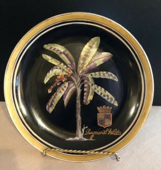 Raymond Waites - Palm Tree And Crest On Black - 10 - 1/4 " Decorative Plate