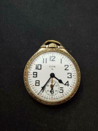 Elgin Pocket Watch 10 K Gold Filled With Dual Time Zone Railroad Grade