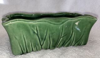 Vintage Mccoy Usa Pottery Rectangle Planter Dark Green Ruffle Mid Century 610