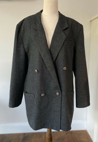 Vintage Katies Double - Breasted Silhouette Wool - Blend Blazer/jacket:suit Sz 14 - 16