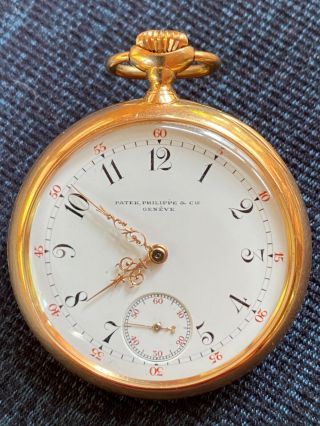 Patek Philippe 46 Mm Diameter Gentleman’s 18k Gold Pocket Watch Cr.  1900