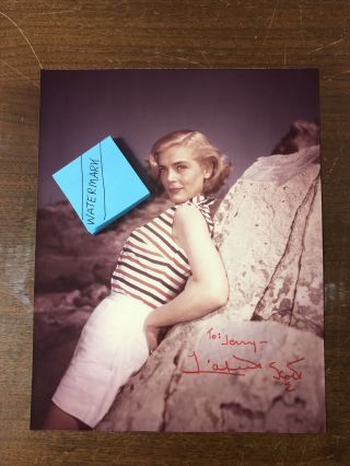 Hollywood Actress Lizabeth Scott Autographed Photo " Leaning Against Rock Sexy "