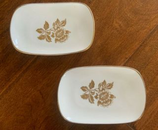 Set Of 2 Authentic " Wedgwood " Gold Tonquin Soap Dishes Made In England