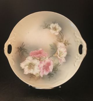 Vintage R.  S.  Prussia Germany Hand Painted Plate Platter With Handles Carnations
