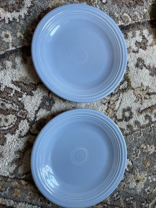 2 Fiestaware Dinner Plates 10 1/2” - Fiesta Homer Laughlin HLC USA - Light Blue 2