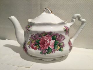 Arthur Wood & Son Staffordshire England Teapot W/roses 6546