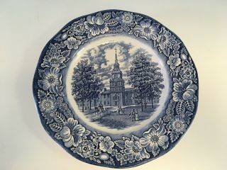 Liberty Blue - Independence Hall - Staffordshire - 6 Dinner Plates - England