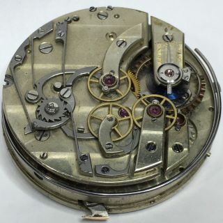 Rare Unbranded Swiss Minute Repeater Chronograph Pocket Watch Movement & Dial.