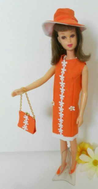 Vintage 1960s Barbie Francie Ooak Outfit Sheath Dress Hat Purse