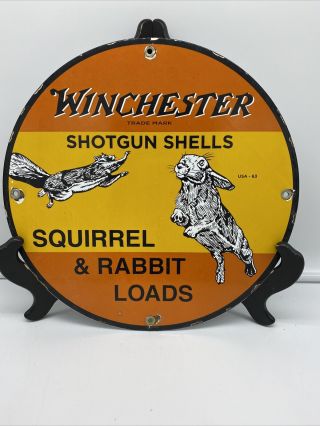 63 Vintage Style  Winchester Shotgun Shell  Porcelain Gas & Oil Sign 12 Inch