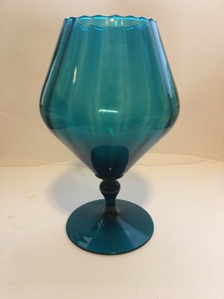 Large Vintage Blue Decorative Brandy Snifter Vase