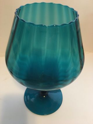 Large Vintage Blue Decorative Brandy Snifter Vase 2