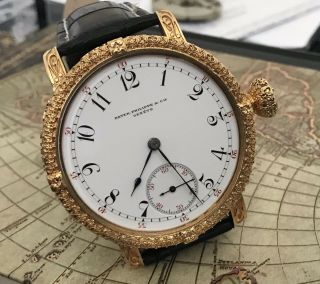 Patek Philippe Pocket Watch Movement In Engraved Gold Plated Case