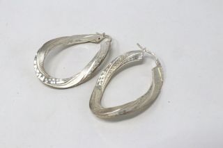 Large Vintage 925 Sterling Silver Textured Hoop Earrings 7g 823
