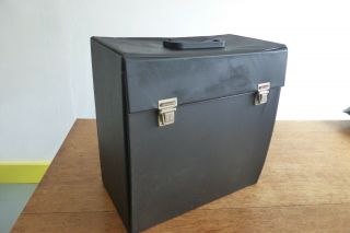 Vintage Black Vinyl 50 X 12 " Lp Retro Record Carrier Storage Case Holder