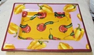 Droll Designs Large Peppers/tomatoes Recessed Serving Platter/bowl 18 X 13 1/2