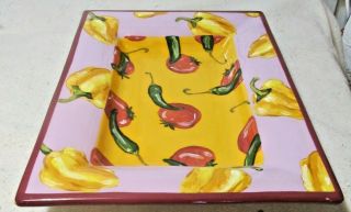 DROLL DESIGNS Large Peppers/Tomatoes Recessed Serving Platter/Bowl 18 x 13 1/2 2