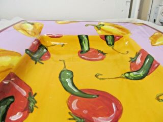 DROLL DESIGNS Large Peppers/Tomatoes Recessed Serving Platter/Bowl 18 x 13 1/2 3