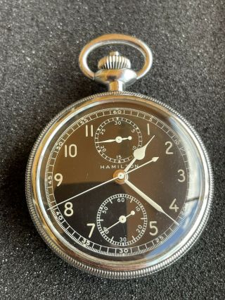Vintage 1942 Hamilton Wwii Chronograph Watch Type D Model 23 19 Jewels