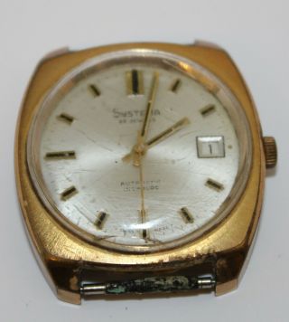 Systema 25 Jewels Automatic Gents Vintage Wrist Watch Date For Spares Repairs On