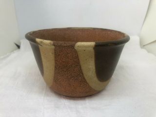 Vintage Mid Century Pottery Craft Usa Bowl Hand Crafted Brown Tan