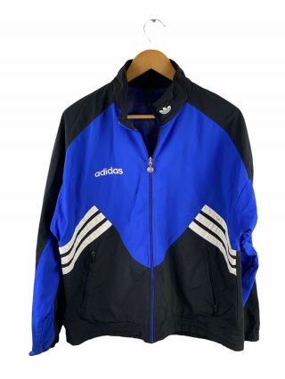 Vintage Adidas Track Suit Jacket Mens Size M Blue Full Zip Pockets Windbreaker