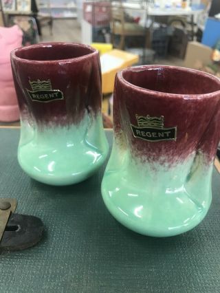 Vintage Pates Regent Pottery Vases - Pair