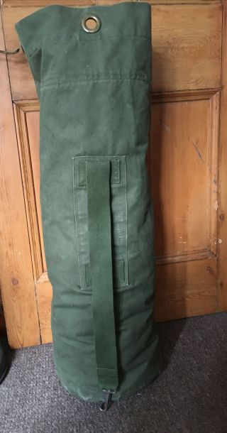 Vtg British Army Green Duffle Kit Bag Large Holdall Heavy Duty Festival Camping