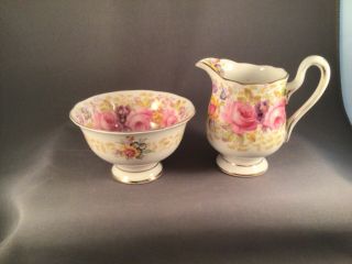 Royal Albert Fine Bone China Creamer And Sugar Bowl “serena” Pink Floral England