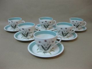 Set Of 6 Vintage Alfred Meakin Hedgerow Coffee Cups & Saucers / Espresso