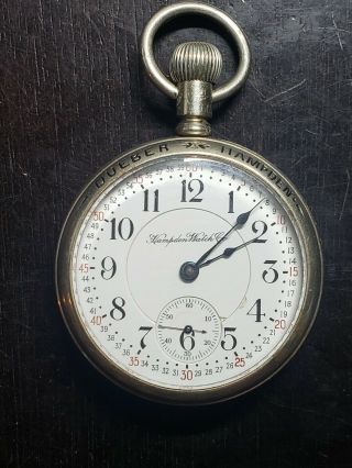 Rare 1918 Hampden 18 Size,  23 Jewel Special Railway Pocket Watch