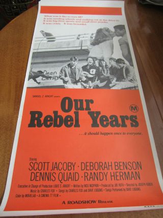 Our Rebel Years - Dennis Quaid - Orig Australian Daybill Poster