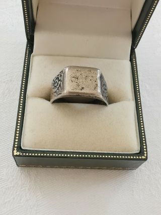 Vintage Sterling Silver Lovely Design Signet Ring,  Size S