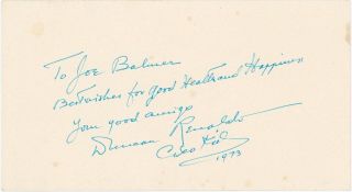 Duncan Renaldo - The Cisco Kid/1973 Autograph Note Signed