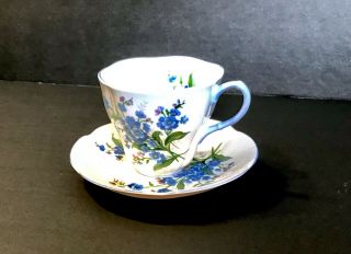 Tea Cup And Saucer Vintage Collectible Royal Albert Bone China England Blue