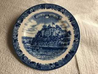 Vintage Old English Staffordshire Blue Souvenir Plate - Starved Rock State Park,  Il