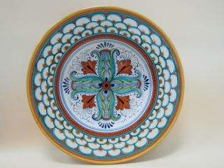 Gialletti Giulio Deruta Hand Painted Multi - Color Ornate Design Decorative Plate
