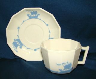Rookwood Pottery M9 & M10 Blue Ships Cup & Saucer