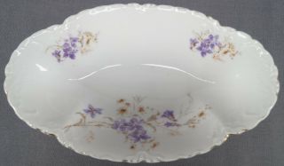 Hermann Ohme Purple & White Floral Porcelain Relish Dish Circa 1920 - 1930