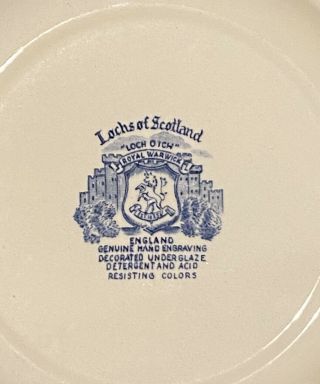 VINTAGE - Royal Warwick - Locus of Scotland - Dinner Plate - Blue & White - 10” 3