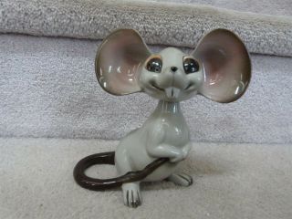 Vintage 1950s Norcrest Japan Big Ear Mouse Spinning Head Bobblehead A381 5.  75 "