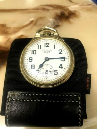 1955 Railroad Pocket Watch,  Elgin Model 571 Bw Raymond 21 Jewels,  Running