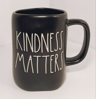 Rae Dunn Kindness Matters Large Coffee Cup Mug Black White Letters Artisan