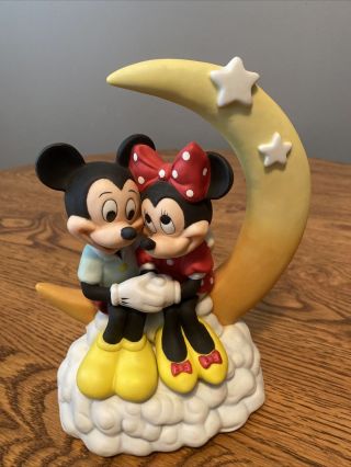 Vintage Disney Mexico Minnie And Mickey Mouse Moon And Stars Musical Figure