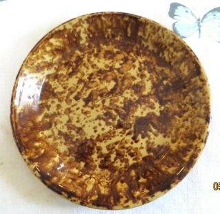 Antique Bennington Rockingham Pottery Pie Plate Bowl Yellow W/brown Glaze 9 " Dia