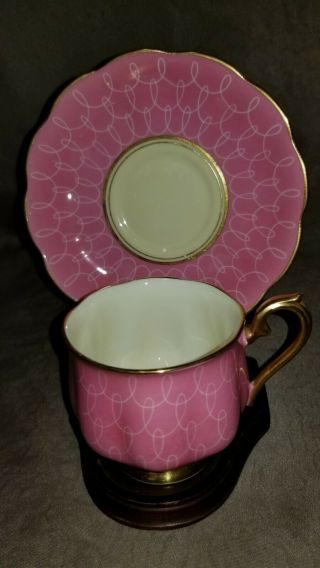 Vintage Royal Albert China Tea Cup & Saucer Pink Gold Trim.  England