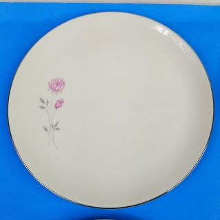 4 Edgerton China First Love Dinner Plates Pink Roses Silver Trim 10.  25 Inch USA 3