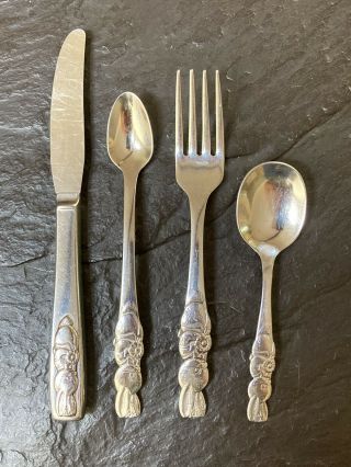 4 Piece Vintage Peter Rabbit Toddler/ Youth Set Oneida Community Stainless Steel