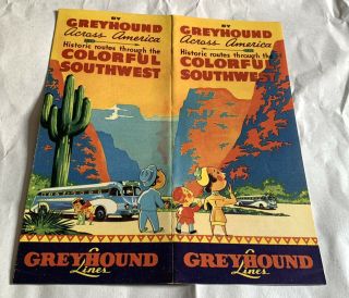 Vintage Greyhound Bus Travel Brochure - By Greyhound Across America - Southwest