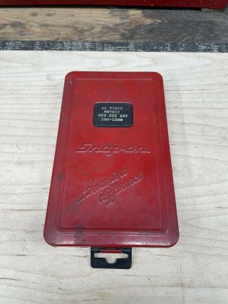 Vintage Snap On 11 Piece Metric Hex Key Set 2mm - 12mm With Metal Case